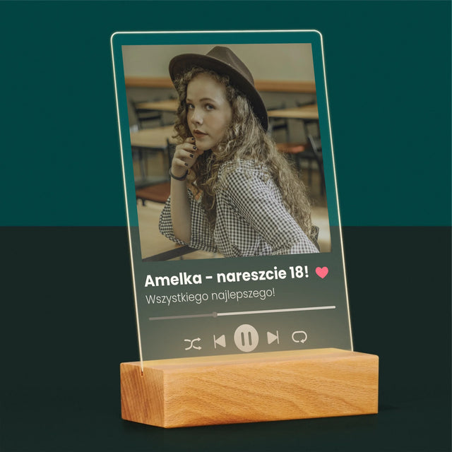 Zdjęcie I Podpis: Spotify Na 18 Urodziny - Wydruk Na Szkle Akrylowym