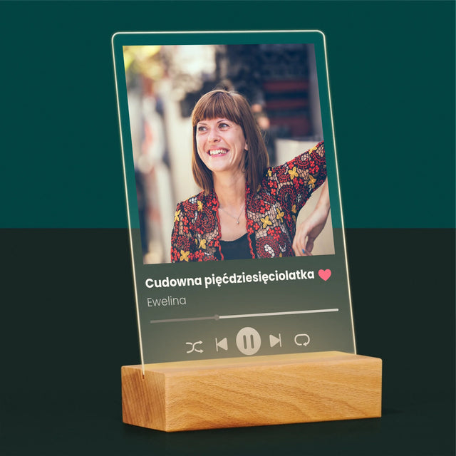 Zdjęcie I Podpis: Spotify Na 50 Urodziny - Wydruk Na Szkle Akrylowym