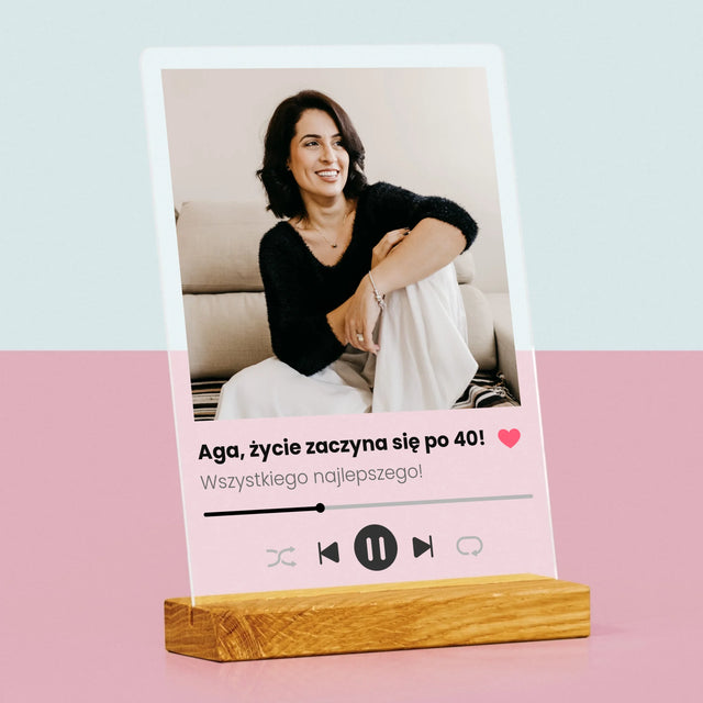 Zdjęcie I Podpis: Spotify Na 40 Urodziny - Wydruk Na Szkle Akrylowym