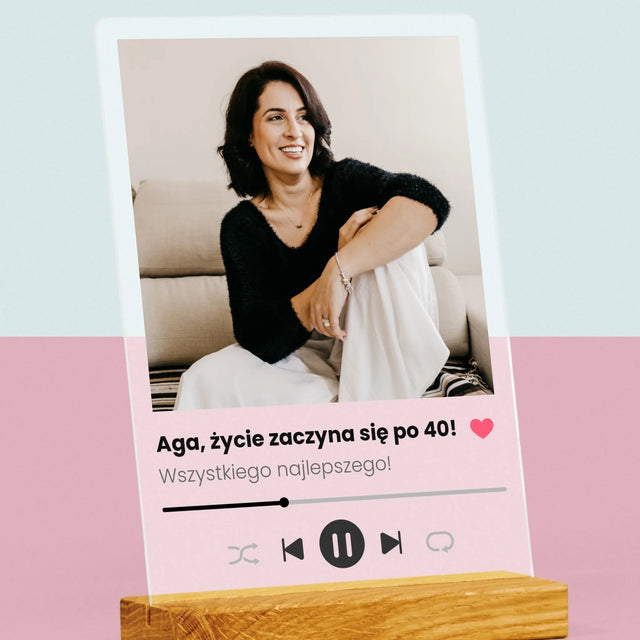 Zdjęcie I Podpis: Spotify Na 40 Urodziny - Wydruk Na Szkle Akrylowym