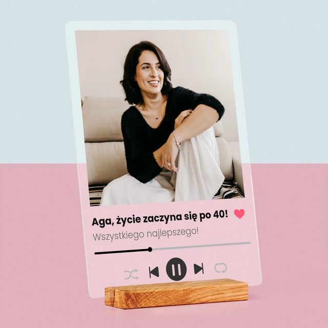 Zdjęcie I Podpis: Spotify Na 40 Urodziny - Wydruk Na Szkle Akrylowym