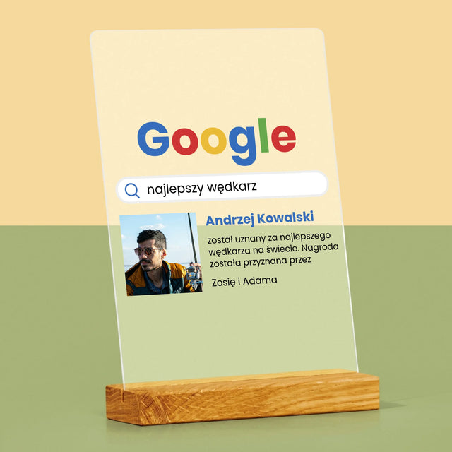 Zdjęcie I Podpis: Najlepszy Wędkarz Wynik Google - Wydruk Na Szkle Akrylowym