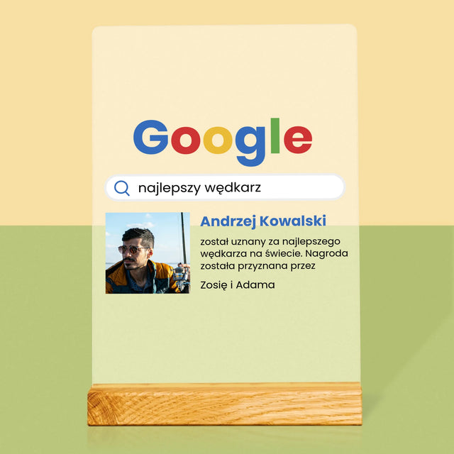 Zdjęcie I Podpis: Najlepszy Wędkarz Wynik Google - Wydruk Na Szkle Akrylowym