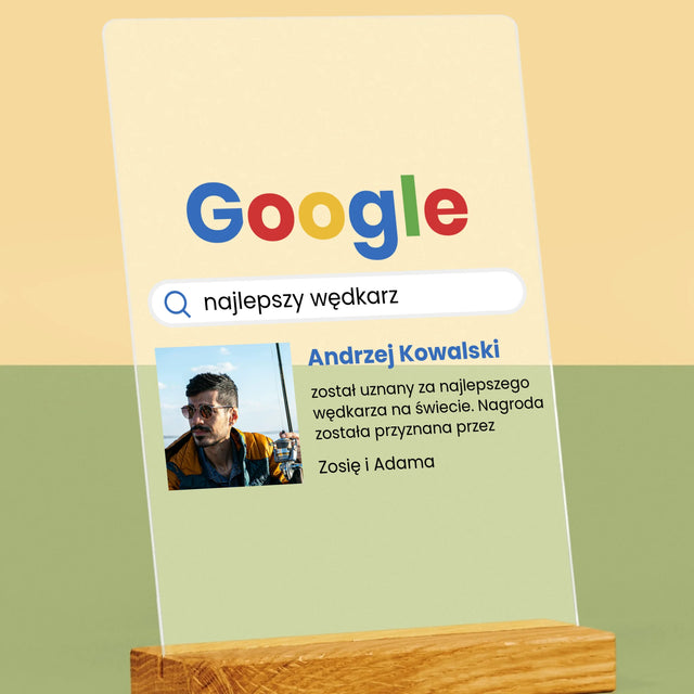 Zdjęcie I Podpis: Najlepszy Wędkarz Wynik Google - Wydruk Na Szkle Akrylowym
