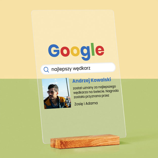 Zdjęcie I Podpis: Najlepszy Wędkarz Wynik Google - Wydruk Na Szkle Akrylowym