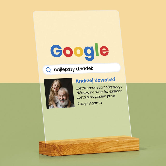 Zdjęcie I Podpis: Najlepszy Dziadek Wynik Google - Wydruk Na Szkle Akrylowym