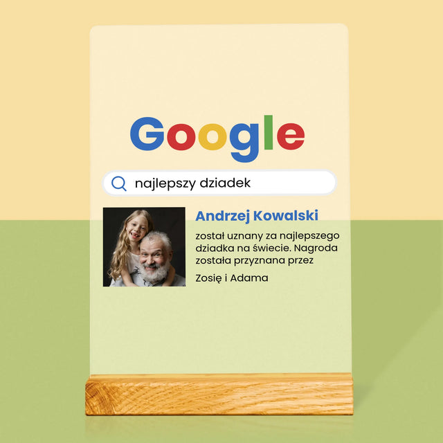 Zdjęcie I Podpis: Najlepszy Dziadek Wynik Google - Wydruk Na Szkle Akrylowym