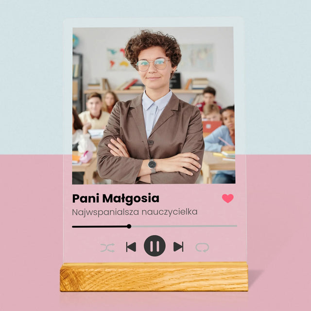 Zdjęcie I Podpis: Spotify Dla Nauczyciela - Wydruk Na Szkle Akrylowym