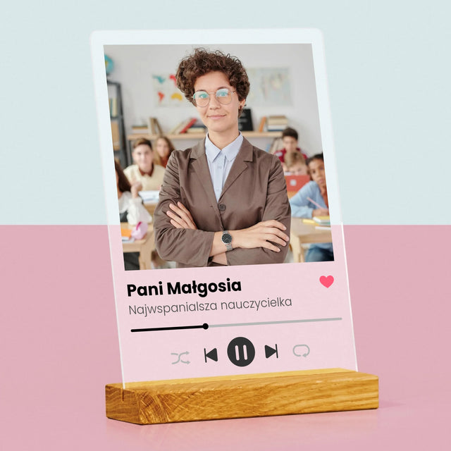 Zdjęcie I Podpis: Spotify Dla Nauczyciela - Wydruk Na Szkle Akrylowym