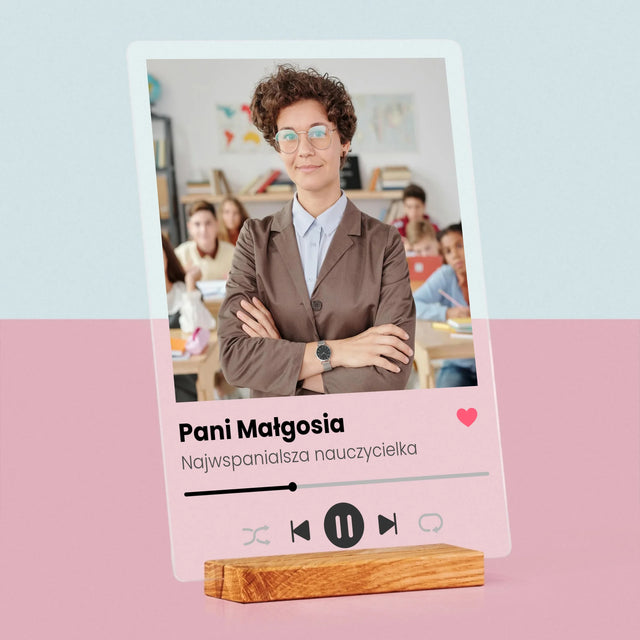 Zdjęcie I Podpis: Spotify Dla Nauczyciela - Wydruk Na Szkle Akrylowym
