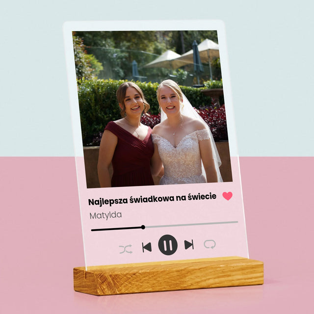 Zdjęcie I Podpis: Spotify Dla Świadkowej - Wydruk Na Szkle Akrylowym