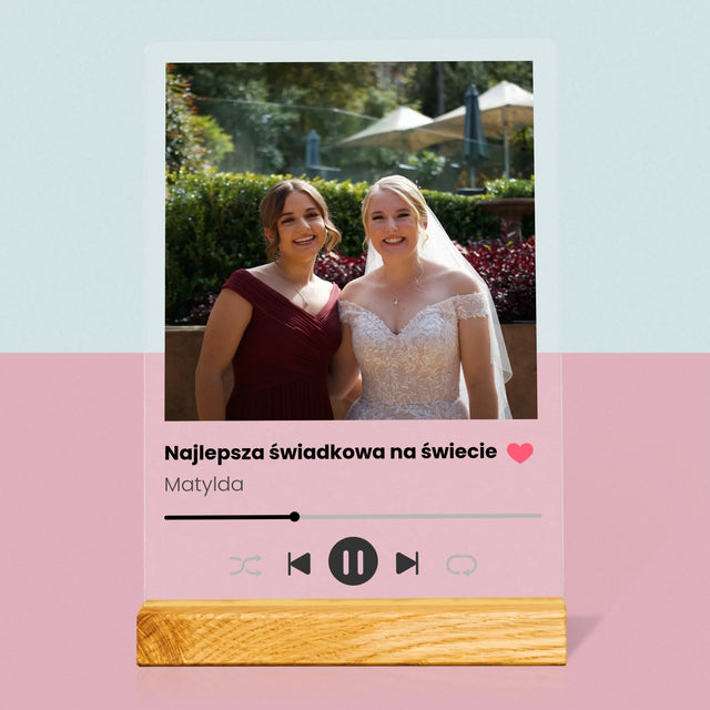 Zdjęcie I Podpis: Spotify Dla Świadkowej - Wydruk Na Szkle Akrylowym