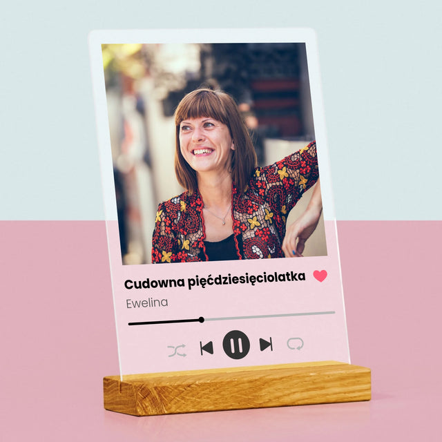 Zdjęcie I Podpis: Spotify Na 50 Urodziny - Wydruk Na Szkle Akrylowym