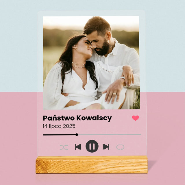 Zdjęcie I Podpis: Spotify Dla Pary Młodej - Wydruk Na Szkle Akrylowym
