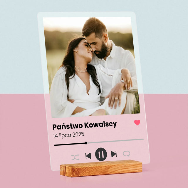 Zdjęcie I Podpis: Spotify Dla Pary Młodej - Wydruk Na Szkle Akrylowym