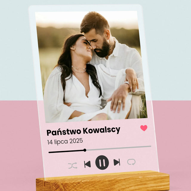 Zdjęcie I Podpis: Spotify Dla Pary Młodej - Wydruk Na Szkle Akrylowym