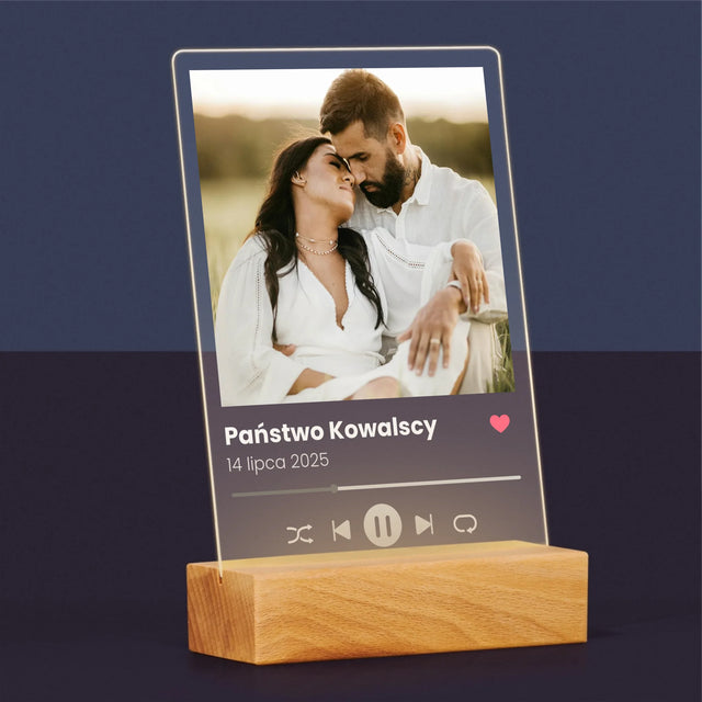 Zdjęcie I Podpis: Spotify Dla Pary Młodej - Wydruk Na Szkle Akrylowym