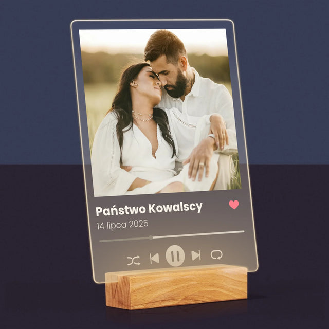 Zdjęcie I Podpis: Spotify Dla Pary Młodej - Wydruk Na Szkle Akrylowym