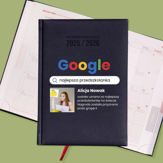 Zdjęcie i Podpis: Najlepsza przedszkolanka wynik google - Personalizowany Kalendarz Nauczyciela