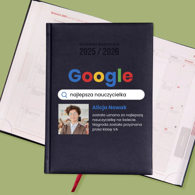 Zdjęcie i Podpis: Najlepszy nauczyciel wynik google - Personalizowany Kalendarz Nauczyciela