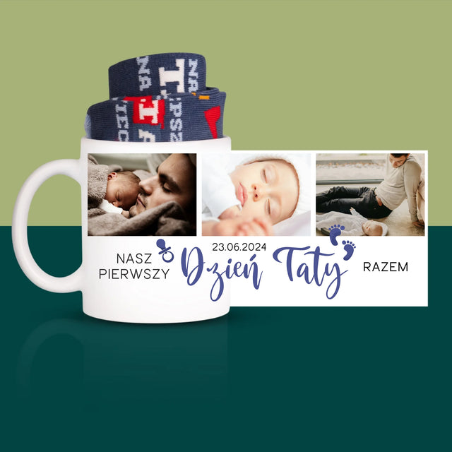 Fotokolaż: Pierwszy dzień taty - Skarpetki w Kubku Dla Taty