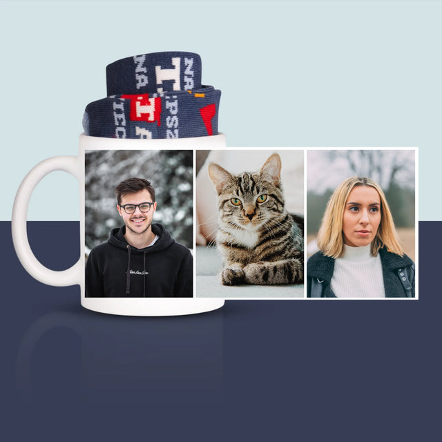 Fotokolaż: 3 Zdjęcia - Skarpetki w Kubku Dla Taty