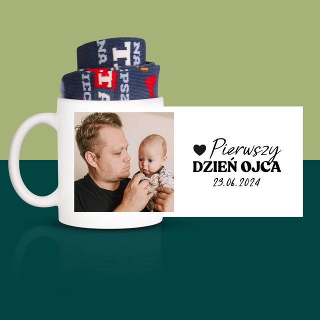 Zdjęcie i Podpis: Pierwszy Dzień Ojca - Skarpetki w Kubku Dla Taty
