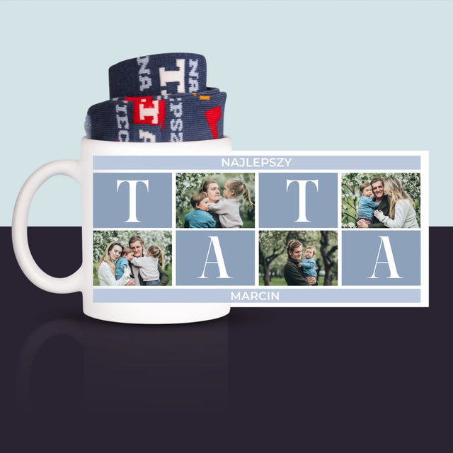 Fotokolaż: Najlepszy Tata - Skarpetki w Kubku Dla Taty