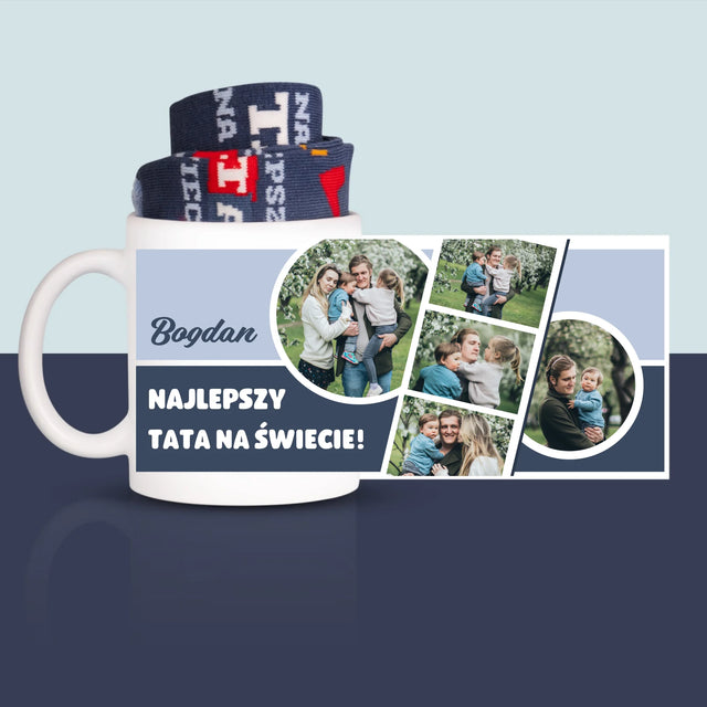 Fotokolaż: Najlepszy tata na świecie - Skarpetki w Kubku Dla Taty