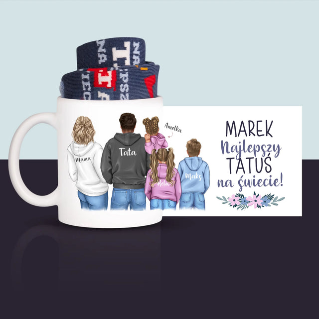 Kreator Postaci: Rodzina z Dziećmi - Skarpetki w Kubku Dla Taty