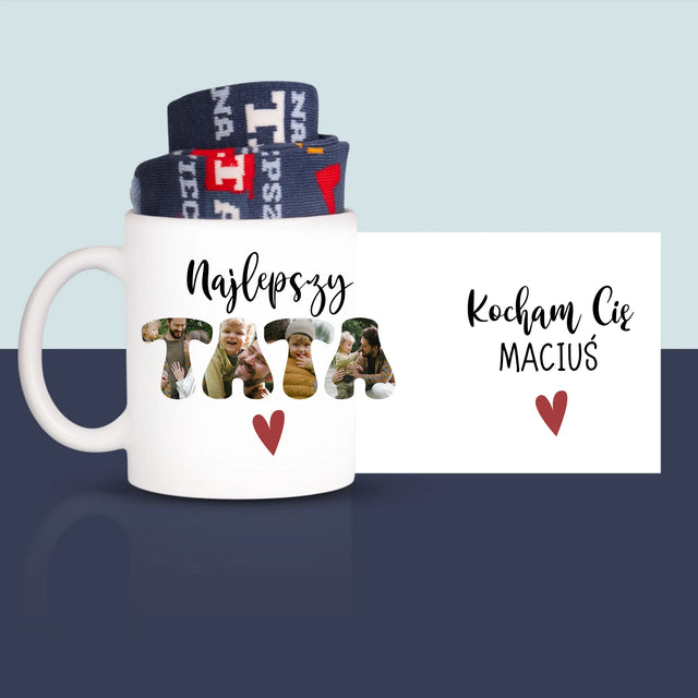 Fotokolaż: Najlepszy tata serce - Skarpetki w Kubku Dla Taty
