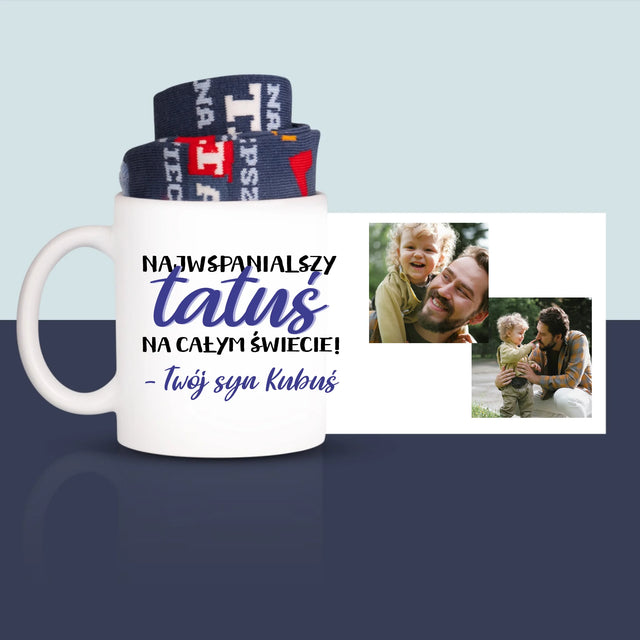 Fotokolaż: Tatuś - Skarpetki w Kubku Dla Taty