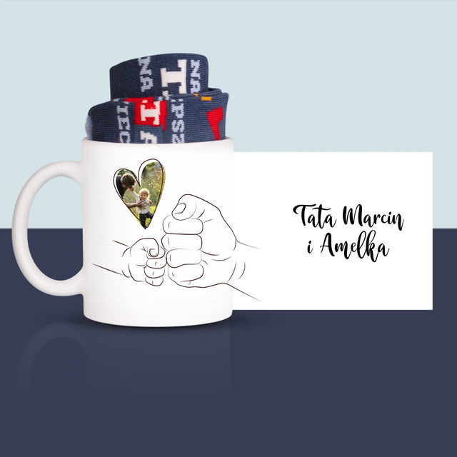 Zdjęcie i Podpis: Tata Dziecko Rączka - Skarpetki w Kubku Dla Taty