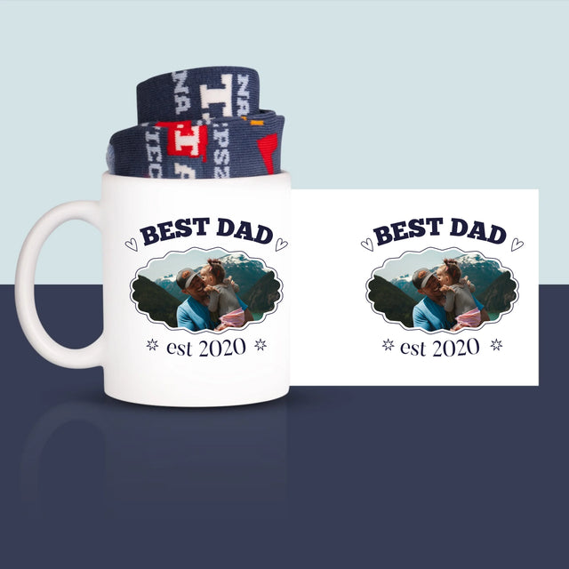 Zdjęcie i Podpis: Best Dad Established - Skarpetki w Kubku Dla Taty