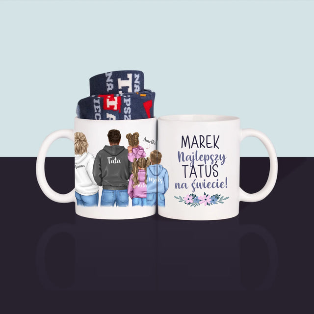 Kreator Postaci: Rodzina z Dziećmi - Skarpetki w Kubku Dla Taty