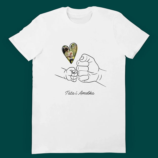 Zdjęcie i Podpis: Tata Dziecko Rączka - Zestaw Koszulka Męska i Body Niemowlęce