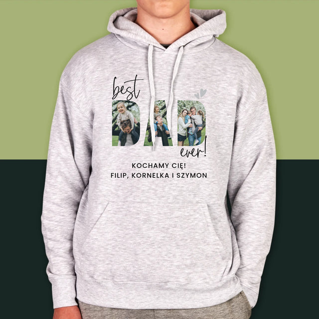 Słowo Ze Zdjęć: Best Dad Ever Z Podpisem - Bluza Męska Z Kapturem