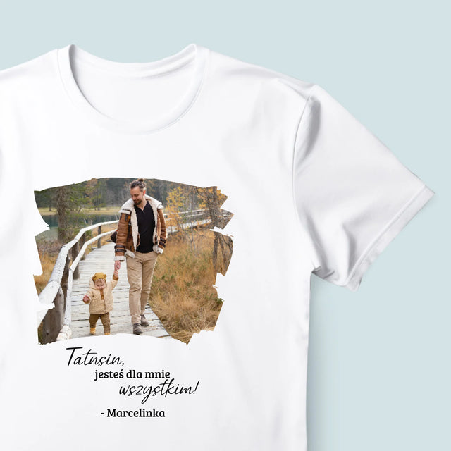 Zdjęcie i Podpis: Laurka Dla Taty - Koszulka Męska z Nadrukiem