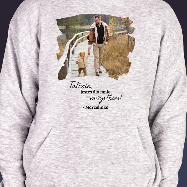 Zdjęcie i Podpis: Laurka Dla Taty - Bluza Męska z Kapturem