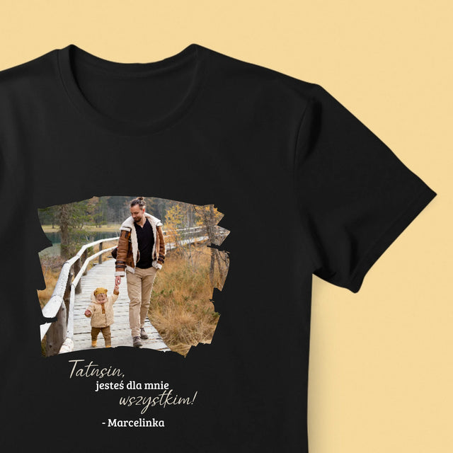 Zdjęcie i Podpis: Laurka Dla Taty - Koszulka Męska z Nadrukiem