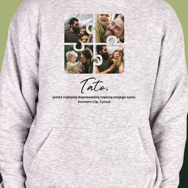Fotokolaż: Puzzle Zdjęcia Dla Taty - Bluza Męska z Kapturem
