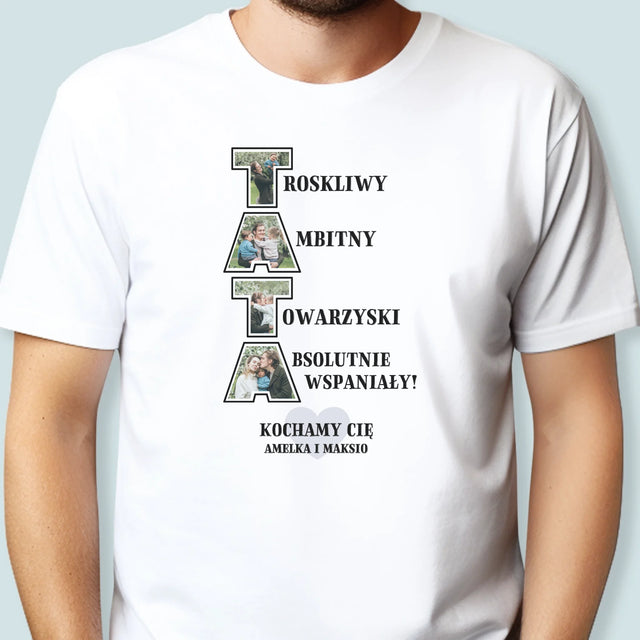 Słowo Ze Zdjęć: Dlaczego Kocham Tatę - Koszulka Męska z Nadrukiem