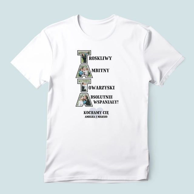 Słowo Ze Zdjęć: Dlaczego Kocham Tatę - Koszulka Męska z Nadrukiem