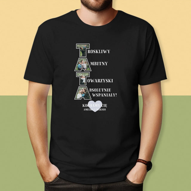 Słowo Ze Zdjęć: Dlaczego Kocham Tatę - Koszulka Męska z Nadrukiem