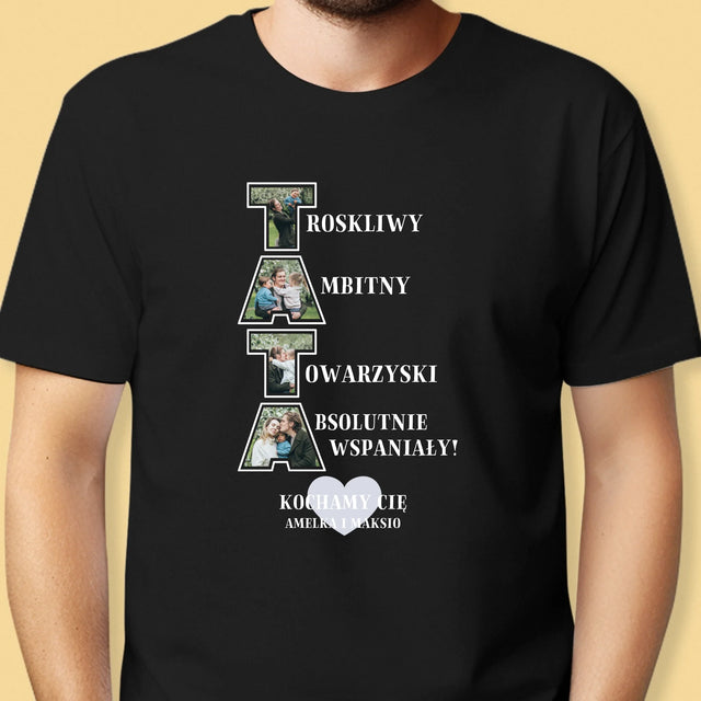 Słowo Ze Zdjęć: Dlaczego Kocham Tatę - Koszulka Męska z Nadrukiem