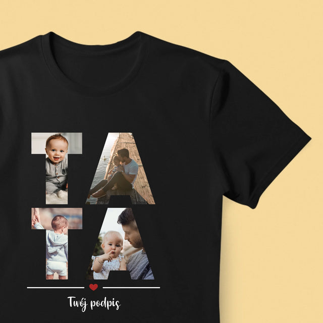 Słowo Ze Zdjęć: Tata - Koszulka Męska z Nadrukiem