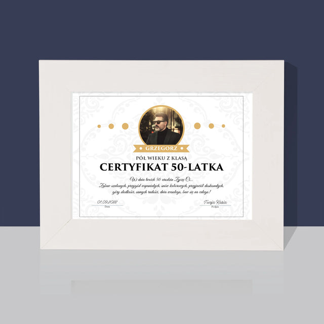 Certyfkat: Certyfikat 50-Latka - Ramka Na Zdjęcie (Poziom)