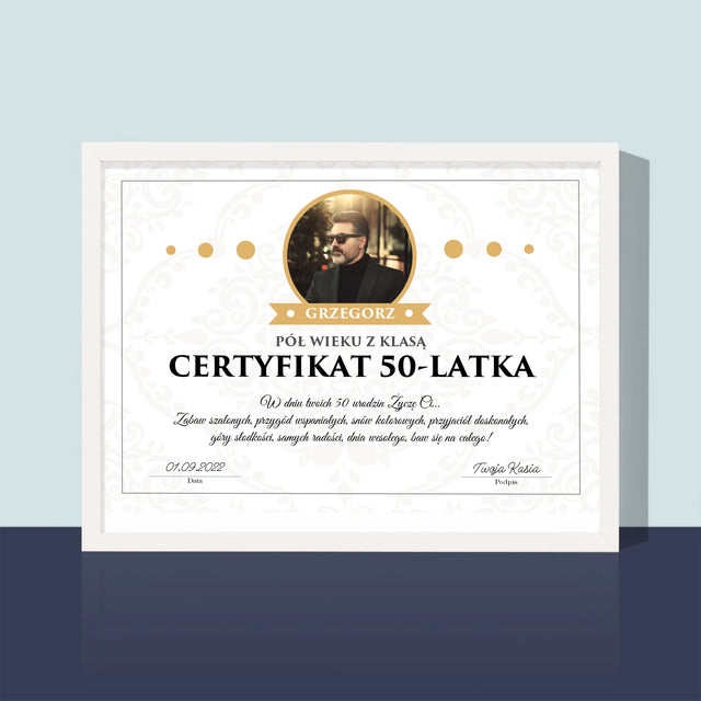 Certyfkat: Certyfikat 50-Latka - Wydruk Obramowany (Poziom)
