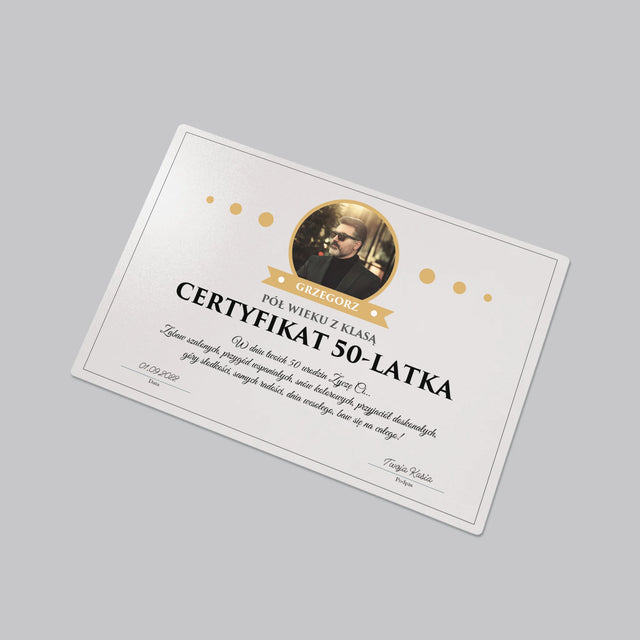 Certyfkat: Certyfikat 50-Latka - Podkładka Na Biurko