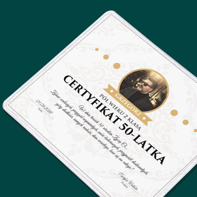 Certyfkat: Certyfikat 50-Latka - Podkładka Pod Myszkę